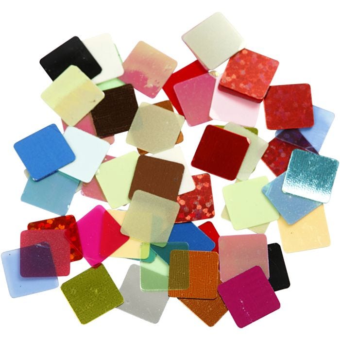 Pailletten-Mosaik, 10x10 mm, Sortierte Farben, 250g/ 1 Pck