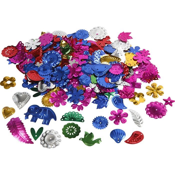 Pailletten, Größe 15-45 mm, Kräftige Farben, 400g/ 1 Pck