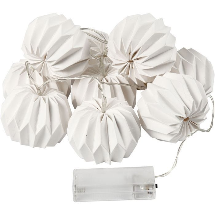 LED-Lichterkette mit Lampions, Runde Lampions, 55 mm, 100 cm, 75 mm, Weiß, 1 Stk