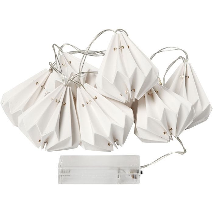 LED-Lichterkette mit Lampions, 80 mm, 100 cm, 65 mm, Weiß, 1 Stk