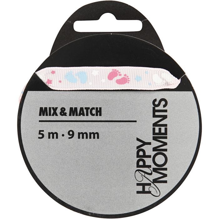Dekoband, 9 mm, Rosa, 5m/ 1 Rolle