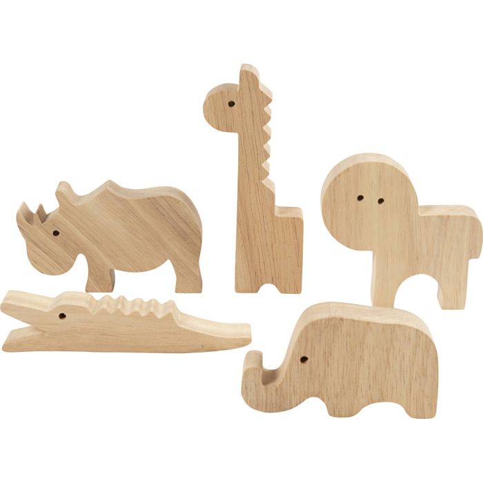 Holztiere, Safari, H 3-14,5 cm, Dicke 2 cm, 10 Stk/ 1 Pck