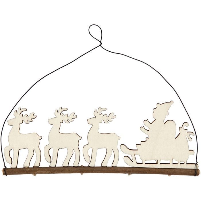 Weihnachtsschmuck, Schlitten mit Rentieren, 8 cm, 0,5 cm, 22 cm, 1 Stk