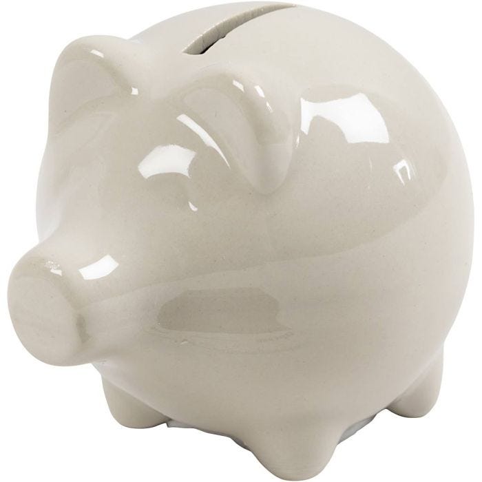 Sparschwein, H 8 cm, B 8,5 cm, Naturweiß, 10 Stk/ 1 Pck