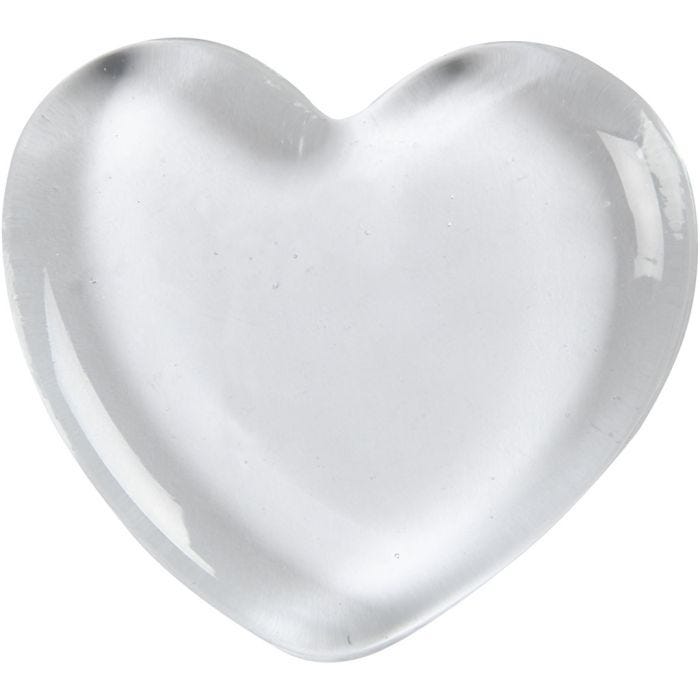 Herz, 6,5x6,5 cm, 10 mm, Transparent, 1 Stk