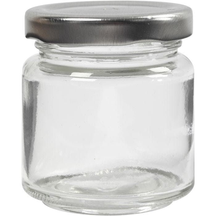 Aufbewahrungsglas, H 6,5 cm, D 5,7 cm, 100 ml, Transparent, 12 Stk/ 1 Pck