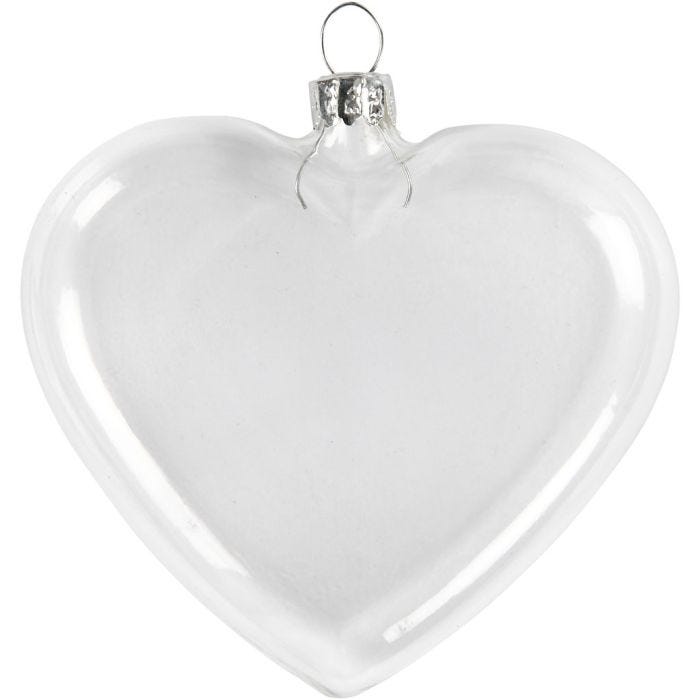 Glasherz, H 9 cm, B 7.8 cm, Dicke 2,1 cm, 6 Stk/ 1 Pck