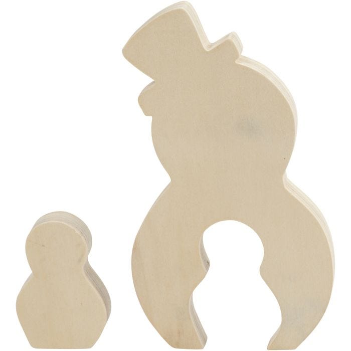 2in1 - Holzfigur, Schneemänner, 7,7+20 cm, 2 cm, 5,3+11,3 cm, 1 Set