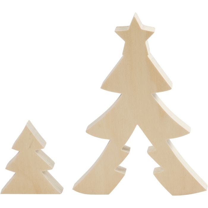 2in1 - Holzfigur, Weihnachtsbäume, 8+20 cm, 2 cm, 6,5+14,5 cm, 1 Set