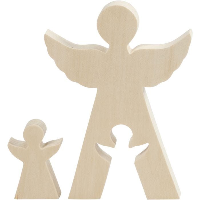 2in1 - Holzfigur, Engel, 7,8+20 cm, 2 cm, 4,5+14,3 cm, 1 Set