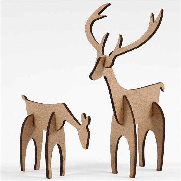 Hirsch und Hirschkuh, 5+12,5 cm, 6,5+8 cm, 1 Set