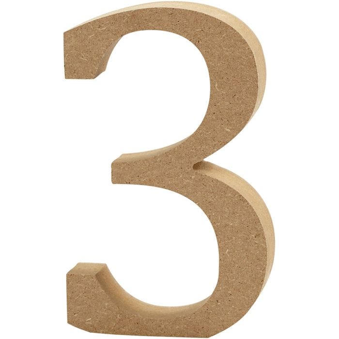 Zahl, 3, 13 cm, 2 cm, 1 Stk
