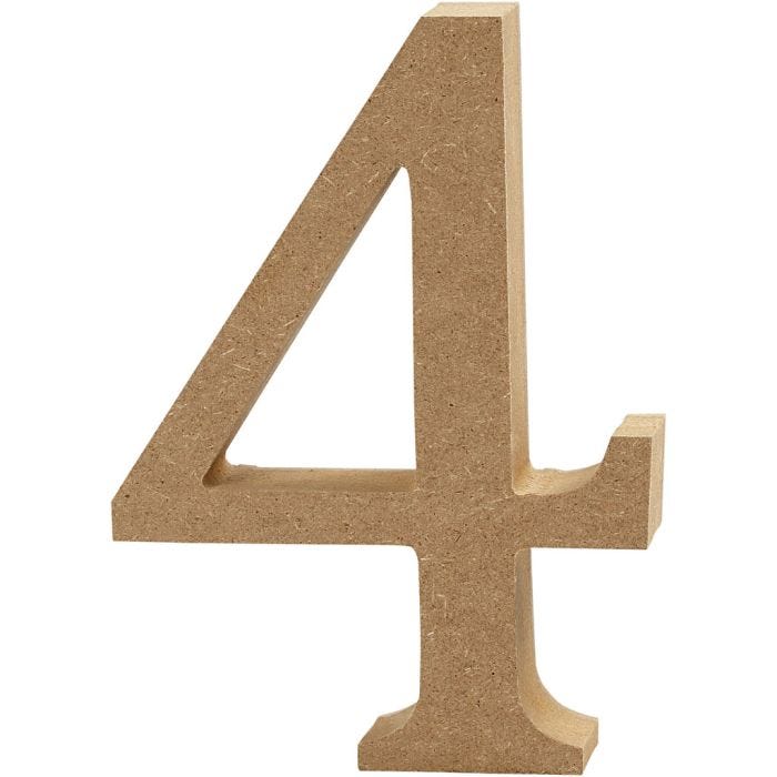 Zahl, 4, 13 cm, 2 cm, 1 Stk