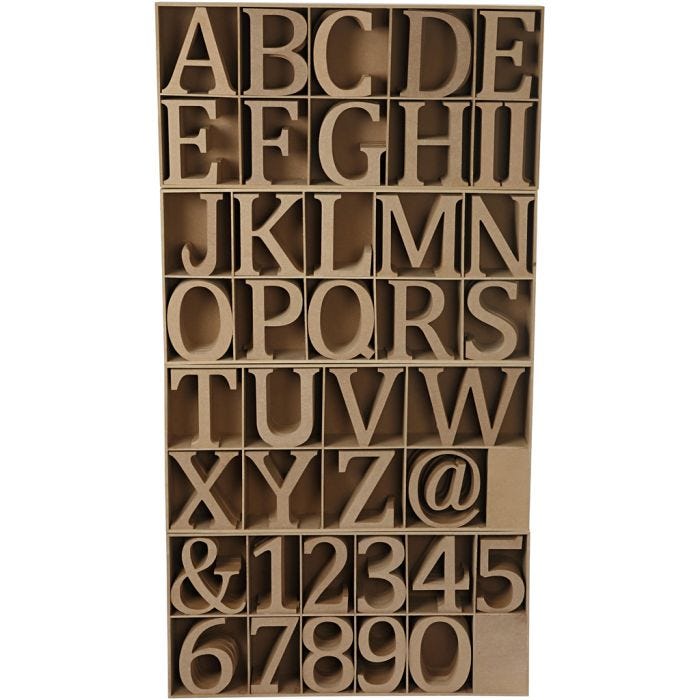 Buchstaben, Zahlen &amp; Zeichen, H 13 cm, Dicke 2 cm, 160 Stk/ 1 Pck