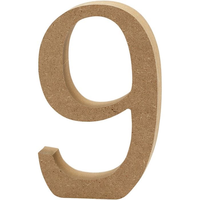 Zahl, 9, 8 cm, 1,5 cm, 1 Stk