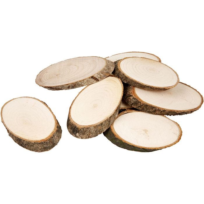 Holzscheiben, Größe 7,5 x 4,5 cm, Dicke 8 mm, 20 Stk/ 1 Pck