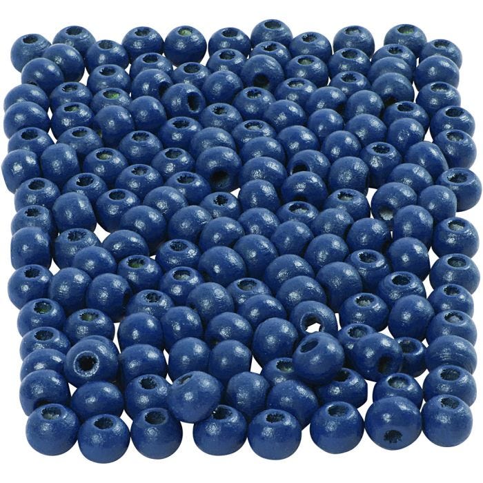 Holzperlen, D 5 mm, Lochgröße 1,5 mm, Blau, 6 g/ 1 Pck