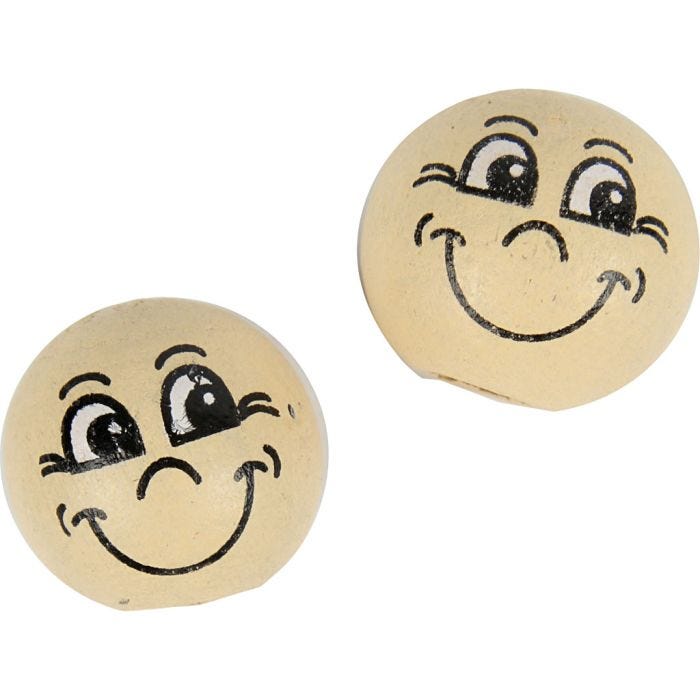 Gesicht "Smiley", D 12 mm, Hellbeige, 20 Stk/ 1 Pck