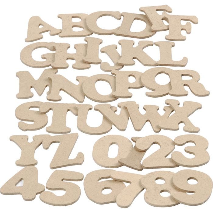 Buchstaben &amp; Zahlen, H 4 cm, Dicke 2,5 mm, 36x10 Pck/ 1 Pck