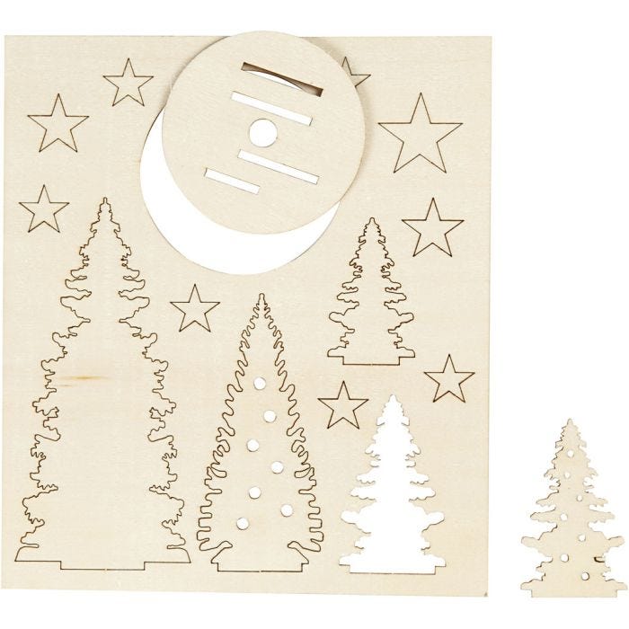 Zusammensteckbare Holzfiguren, Weihnachtsbäume, L 20 cm, B 17 cm, Dicke 3 mm, 1 Pck