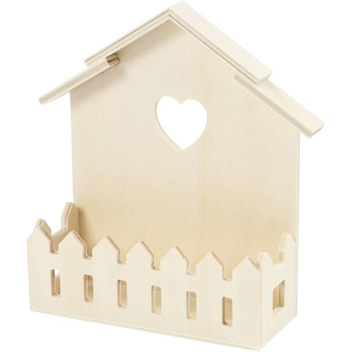 Haus mit Zaun, H 16,5 cm, T 5,5 cm, B 13 cm, 12 Stk/ 1 Pck