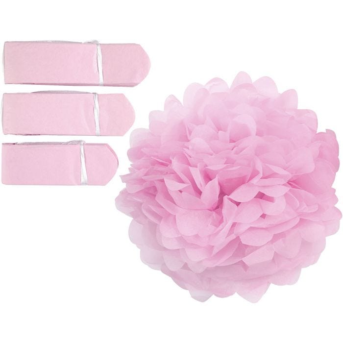 Seidenpapier-Pompons, D 20+24+30 cm, 16 g, Rosa, 3 Stk/ 1 Pck
