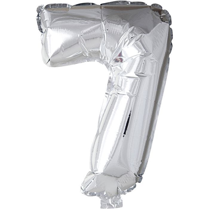 Folienballon, 7, 41 cm, Silber, 1 Stk