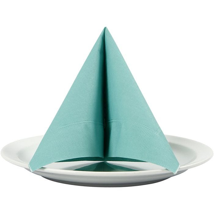 Servietten, weißer Rückseite, Größe 33x33 cm, Helltürkis, 20 Stk/ 1 Pck