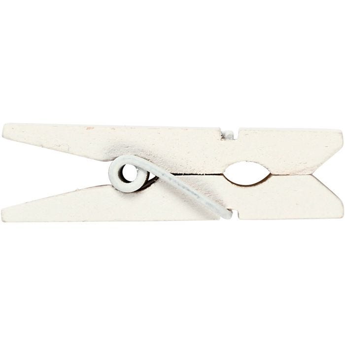 Kleine Wäscheklammer, Größe 35x7 mm, Dicke 9 mm, Weiß, 20 Stk/ 1 Pck