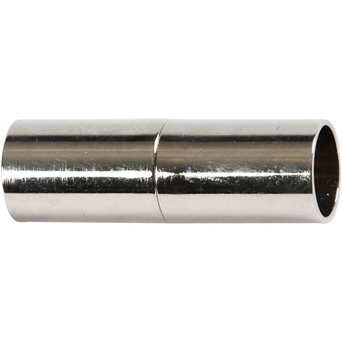 Magnetverschluss, L 20 mm, Lochgröße 5 mm, Versilbert, 2 Stk/ 1 Pck