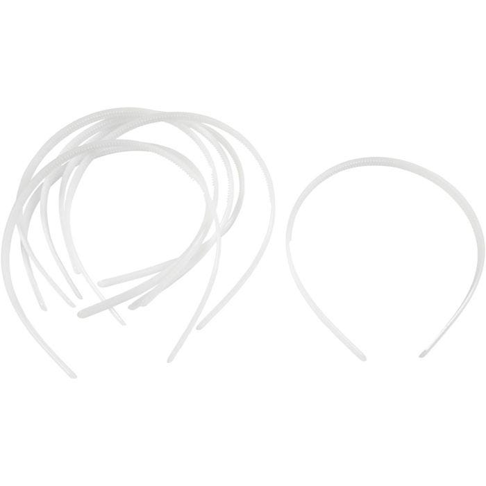 Haarreifen, B 8 mm, Weiß, 20 Stk/ 1 Pck