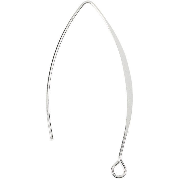 Ohrhaken, H 42 mm, Lochgröße 2 mm, Versilbert, 30 Stk/ 1 Pck