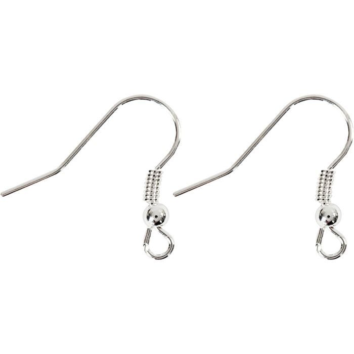 Ohrring-Haken, L 18 mm, Silber, 10 Stk/ 1 Pck
