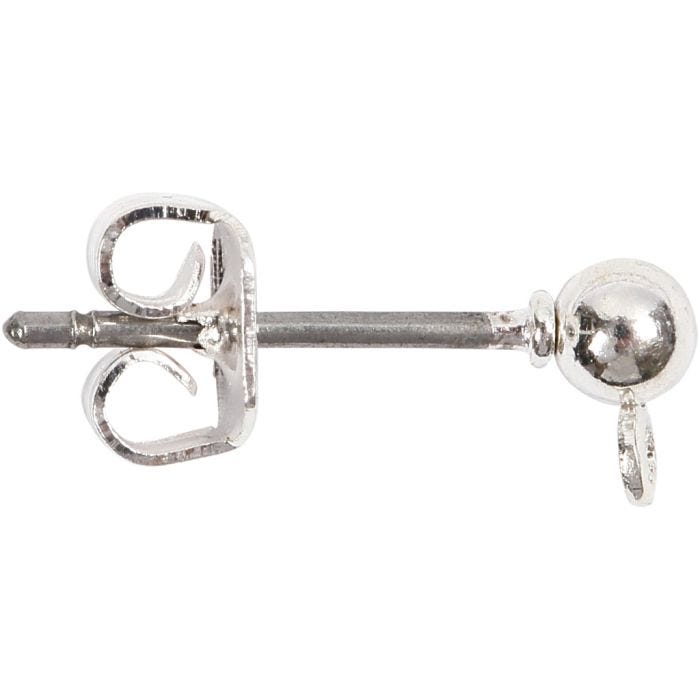 Ohrstecker-Stift, L 13 mm, D 3,8 mm, Lochgröße 0,8 mm, Versilbert, 10 Stk/ 1 Pck