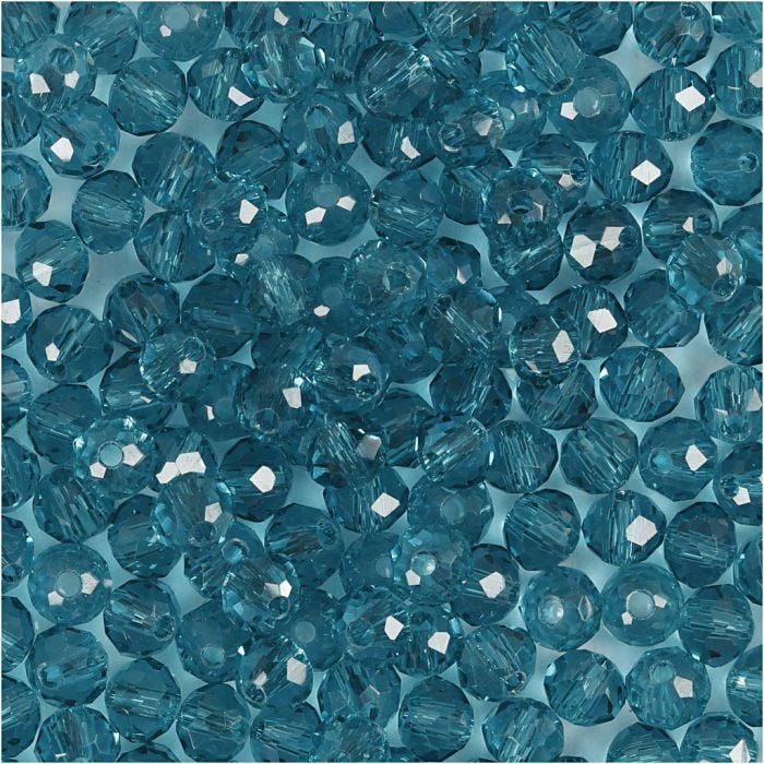 Glasschliffperlen, D 4 mm, Lochgröße 1 mm, Türkis, 45 Stk/ 1 Pck