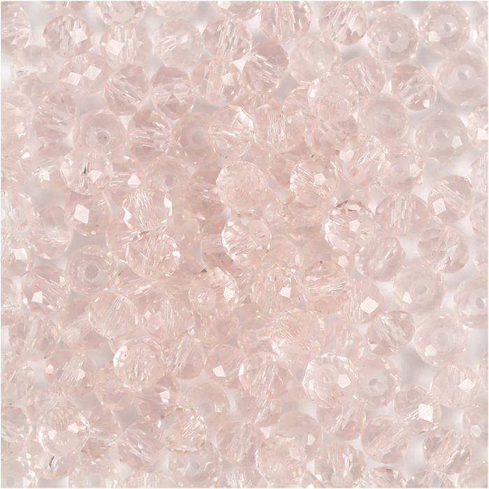 Glasschliffperlen, D 4 mm, Lochgröße 1 mm, Hellrosa, 45 Stk/ 1 Pck