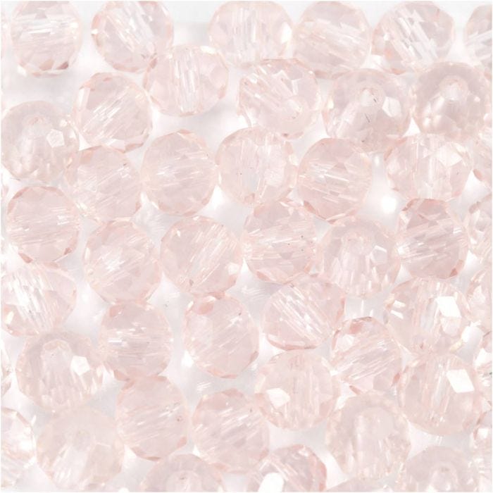 Glasperlen, D 4 mm, Lochgröße 1 mm, Hellrosa, 45Stk/ 1 Pck