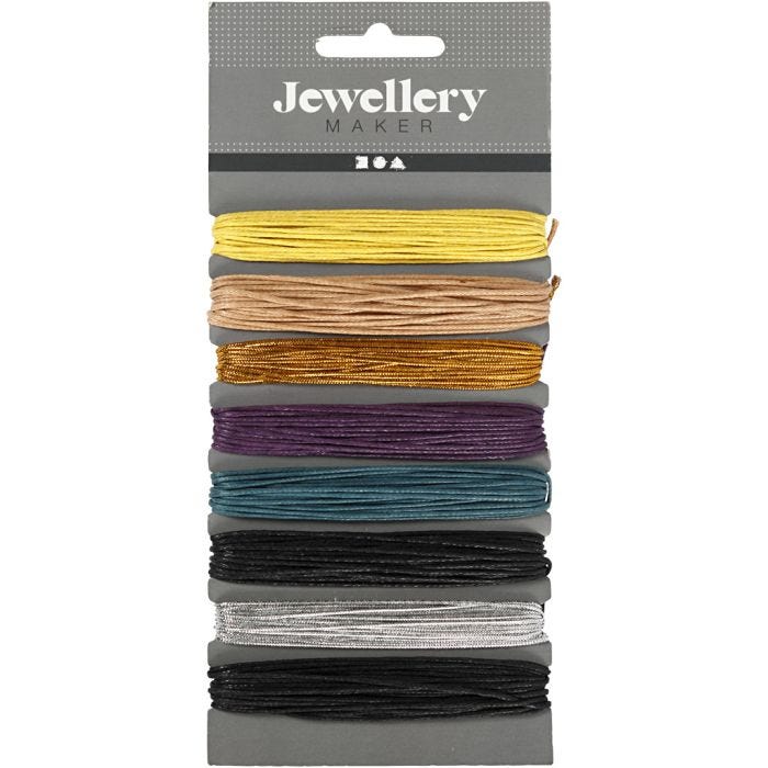 Baumwollband, Dicke 1 mm, Sortierte Farben, 8x5 m/ 1 Pck