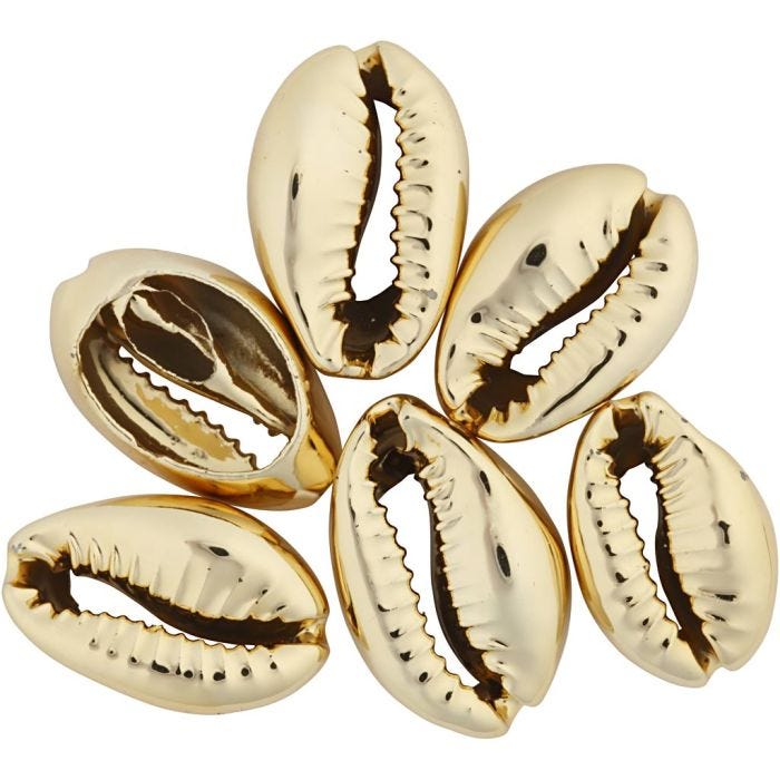Muschelperlen, 20 mm, Vergoldet, 6Stk/ 1 Pck