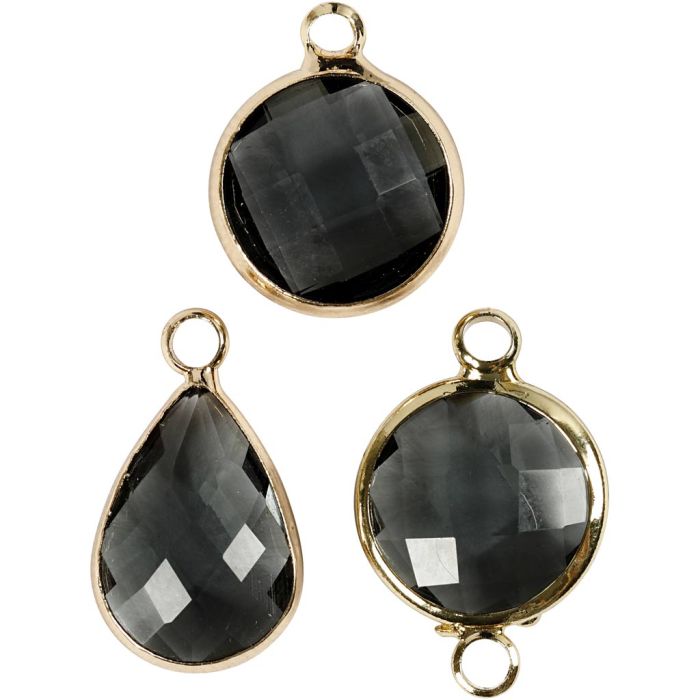 Schmuckanhänger, H 15-20 mm, Lochgröße 2 mm, Grau, 6 Stk/ 1 Pck