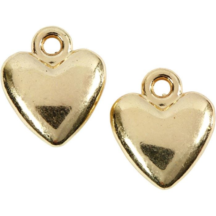 Herz-Anhänger, Größe 13x15 mm, Vergoldet, 10 Stk/ 1 Pck
