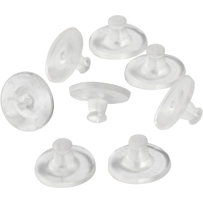 Ohrring-Fixierung, D 10 mm, Transparent, 10 Paar/ 1 Pck