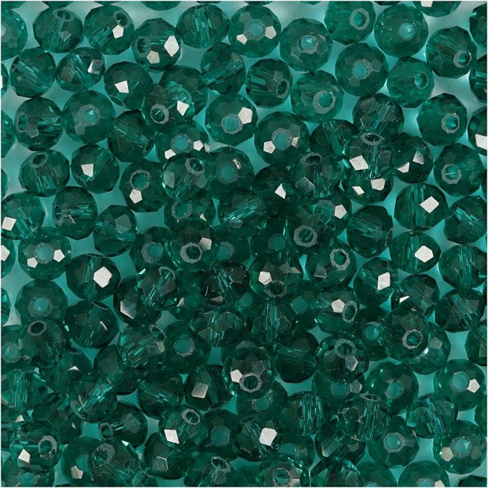 Glasschliffperlen, Größe 3x4 mm, Lochgröße 0,8 mm, Smaragdgrün, 100 Stk/ 1 Pck