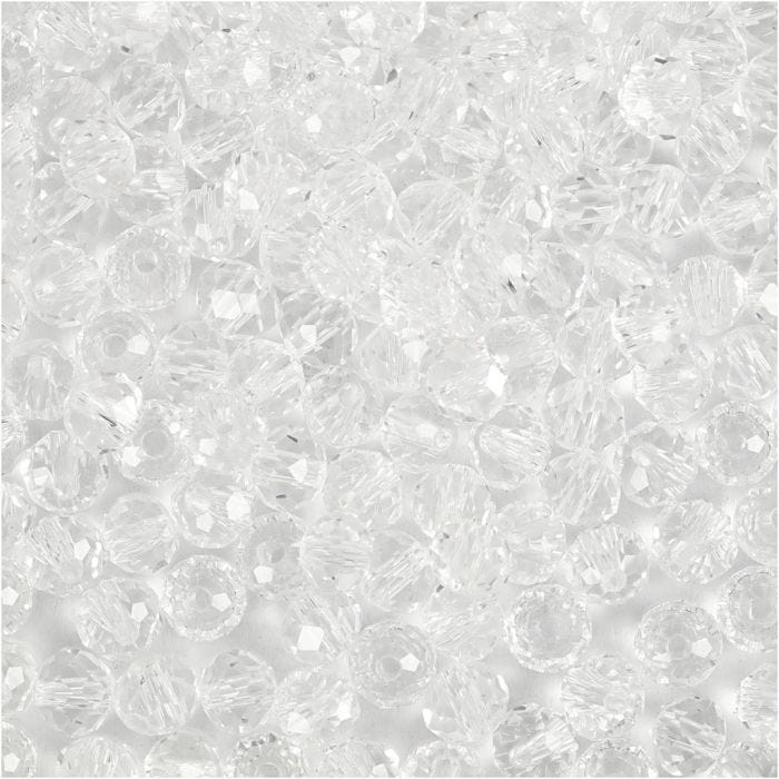 Glasschliffperlen, Größe 3x4 mm, Lochgröße 0,8 mm, Kristall, 100 Stk/ 1 Pck