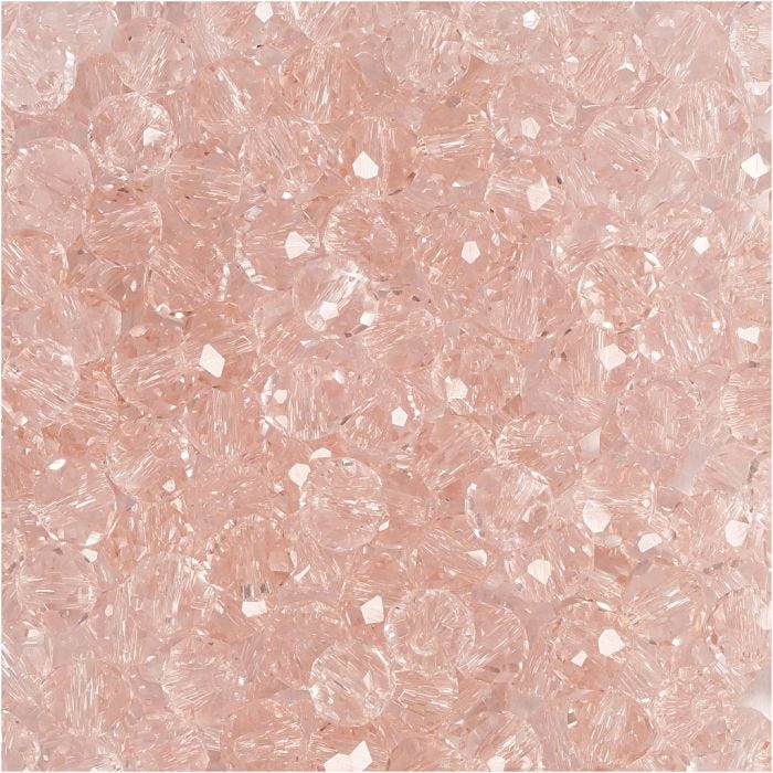 Glasschliffperlen, Größe 3x4 mm, Lochgröße 0,8 mm, Rosa, 100 Stk/ 1 Pck
