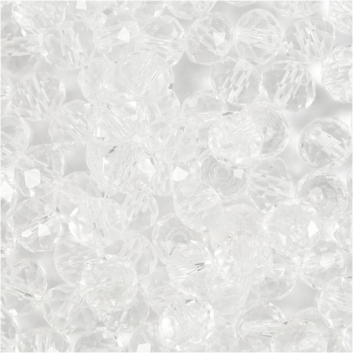 Glasschliffperlen, Größe 5x6 mm, Lochgröße 1 mm, Kristall, 100 Stk/ 1 Pck