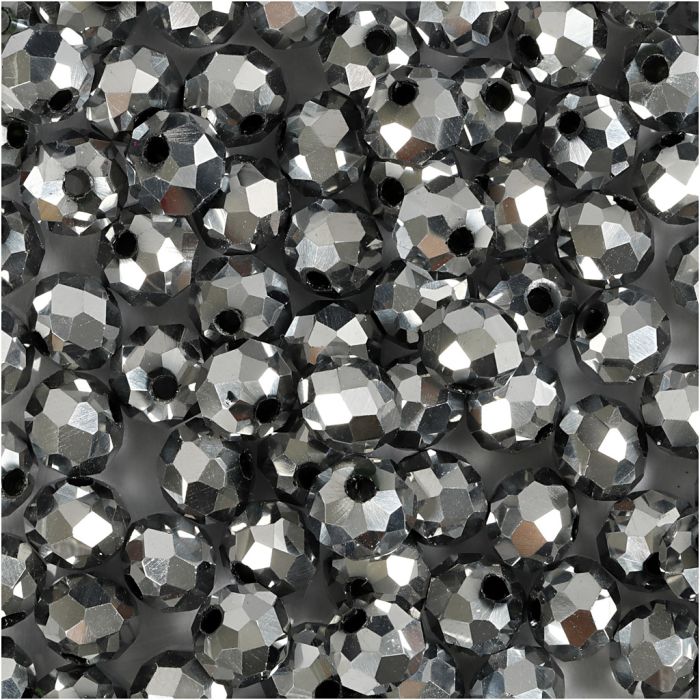 Glasschliffperlen, Größe 5x6 mm, Lochgröße 1 mm, Grau metallic, 100 Stk/ 1 Pck