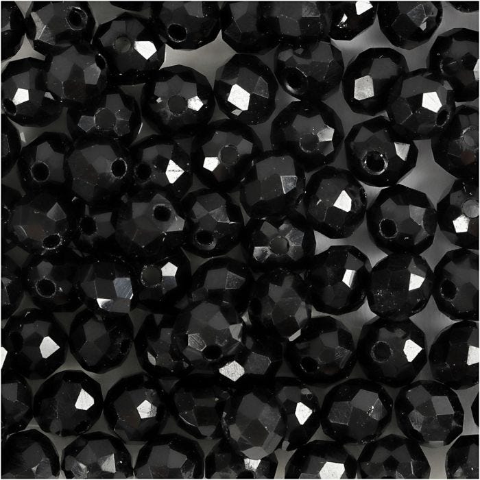 Glasschliffperlen, Größe 5x6 mm, Lochgröße 1 mm, Schwarz metallic, 100 Stk/ 1 Pck
