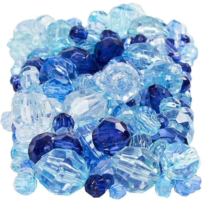 Facettenperlen, Größe 4-12 mm, Lochgröße 1-2,5 mm, Harmonie in Blau, 250 g/ 1 Pck