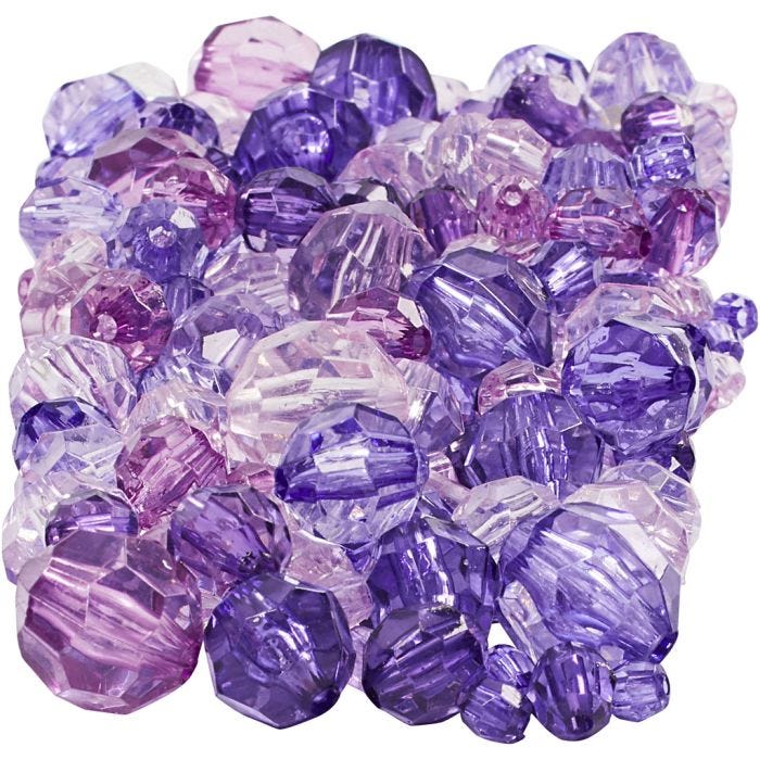 Facettenperlen, Größe 4-12 mm, Lochgröße 1-2,5 mm, Flieder, 250 g/ 1 Pck